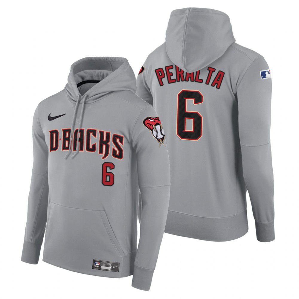 Men Arizona Diamondback #6 Peralta gray road hoodie 2021 MLB Nike Jerseys->arizona diamondback->MLB Jersey